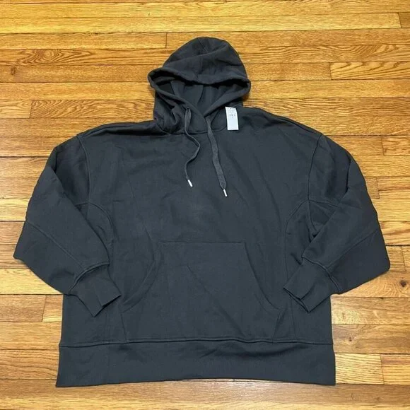 Old Navy Active Gray Pullover Hoodie Sweatshirt Size Medium Neck Warmer NWT - Picture 1 of 7